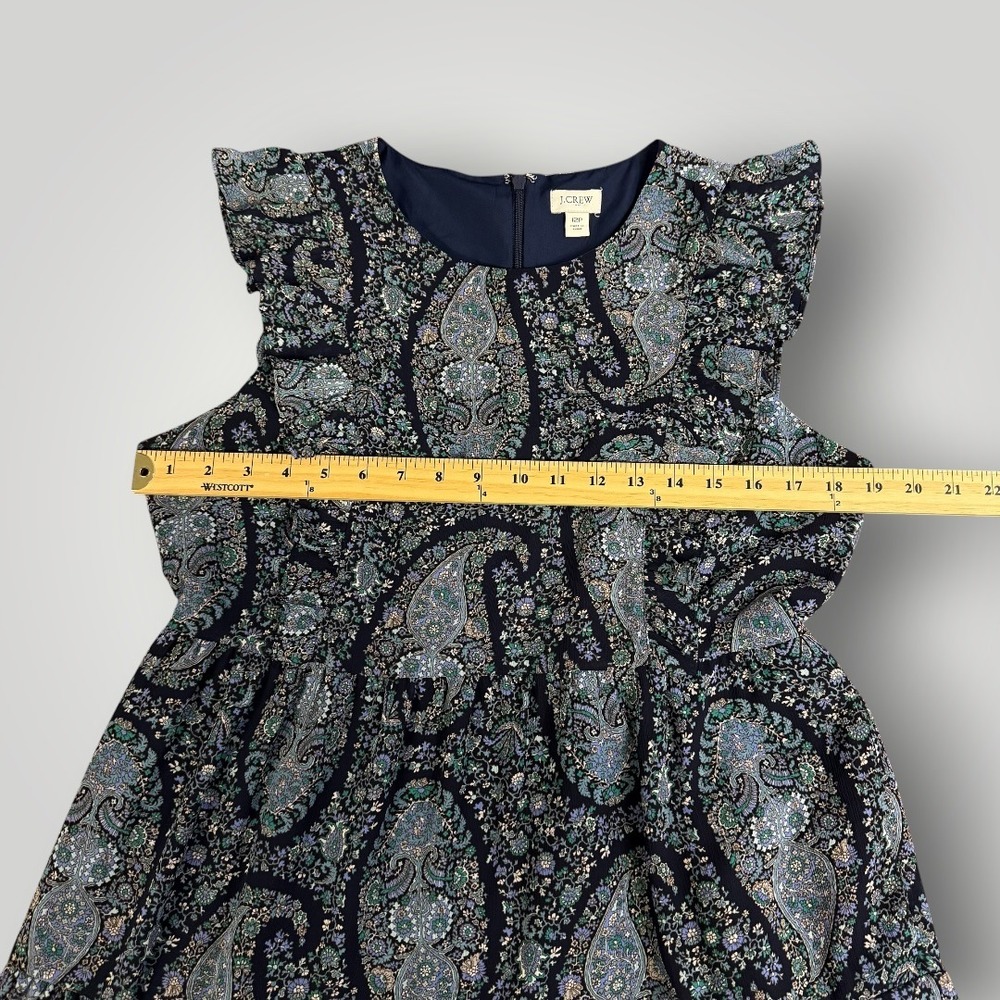 J.Crew Womens Blue Paisley Tiered Ruffle Midi Dress B0664 Size 12P Petite - Picture 7 of 12